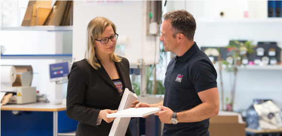 product expert talking with a client