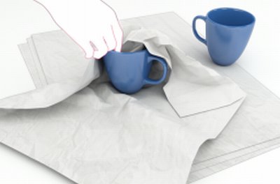 Puodeliai įvyniojami į minkštą šilkinį pakavimo popierių - Antalis UAB